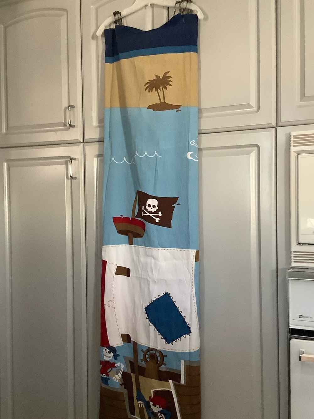 Circo Pirate Ship Shower Curtain Panel in Blue, Tan, White, Red